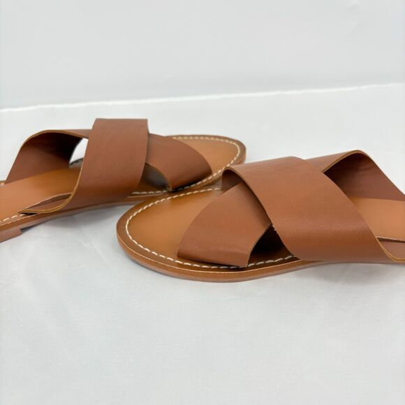 Abercrombie & Fitch Brown Faux Leather Cross Sandals, Size 7/8, Preppy Vacation - Picture 5 of 8